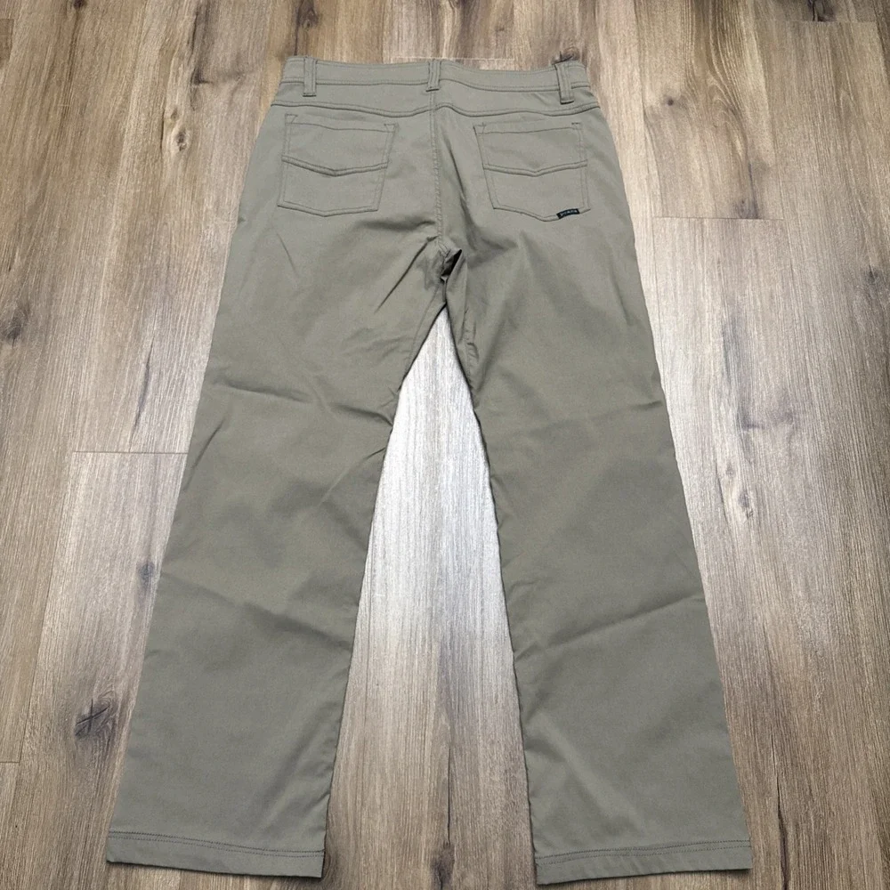 PrAna Brion Pants Men's 34x29 Straight‎ Nylon Blend Stretch Slim Fit Brown Green - Picture 9 of 11